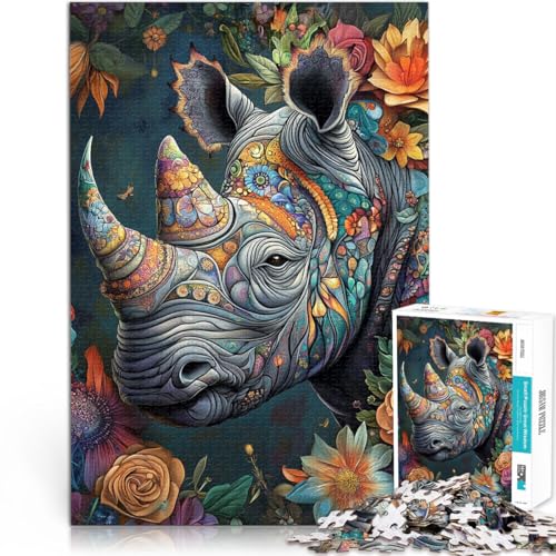 Puzzle 1000 Teile Erwachsene “Tier Nashorn” Aus Karton，ab 14 Jahren Puzzlespiel Spiele Spielzeug Geschenk。Größe：26x38cm/10.2x14.9Zoll von KGUHVFTK