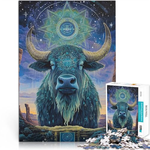 Puzzle 1000 Teile für Erwachsene “Fantasie-Yak” Aus Holz，ab 14 Jahren Denksportaufgabe Gutes Geschenk。Größe：50x75cm/19.6x29.5Zoll von KGUHVFTK