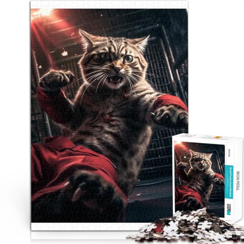 Puzzle 1000 Teile für Erwachsene “Kung-Fu-Katzen” Aus Karton，für 14+ Entspannende Spiele Gutes Geschenk。Größe：26x38cm/10.2x14.9Zoll von KGUHVFTK