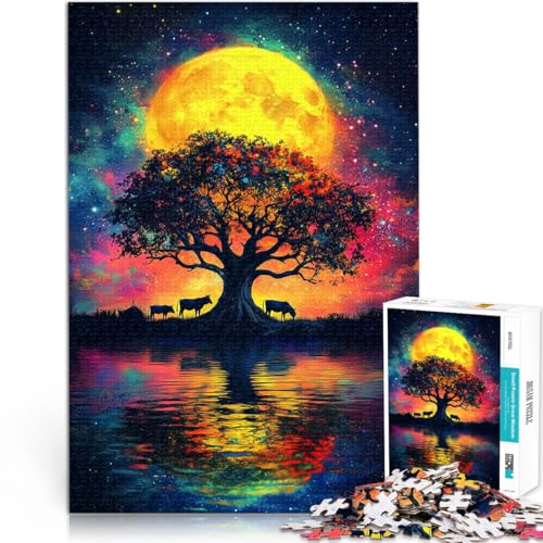 Puzzle 1000 Teile für Erwachsene “Mondscheinbaum” Aus Karton，ab 14 Jahren Puzzlespiel Tolle Geschenke und Spielzeuge。Größe：26x38cm/10.2x14.9Zoll von KGUHVFTK