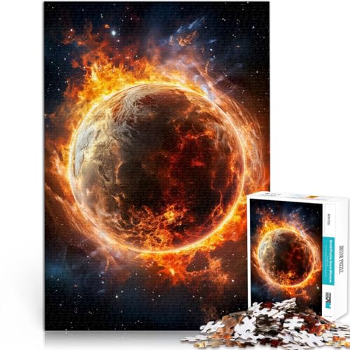 Puzzle 1000 Teile für Erwachsene “Planet in Flammen” Aus Holz，ab 14 Jahren Puzzlespiel Tolles Geschenk。Größe：50x75cm/19.6x29.5Zoll von KGUHVFTK