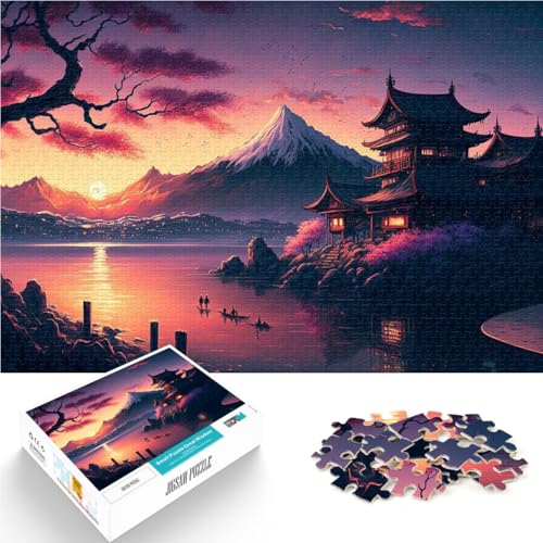 Puzzle 1000 Teile für Erwachsene “Sonnenuntergang im japanischen Schloss” Aus Karton，ab 14 Jahren Staycation: Zeit totschlagen Einzigartige Wohndekorationen und Geschenke。Größe：26x38cm/10.2x14.9Zoll von KGUHVFTK
