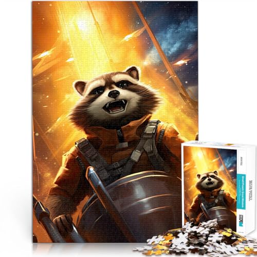 Puzzle 1000 Teile für Erwachsene “ Waschbärkunst” Aus Holz，Geeignet für Kinder ab 14 Jahren Heimdekoration Geburtstagsgeschenke。Größe：50x75cm/19.6x29.5Zoll von KGUHVFTK