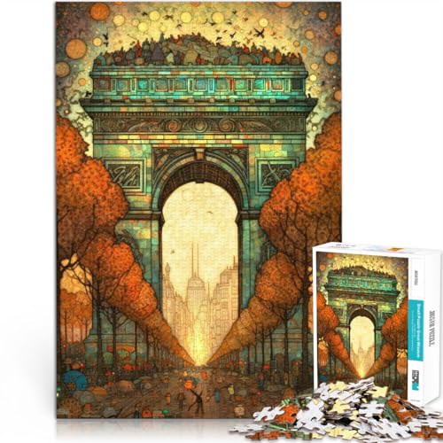 Puzzle für Erwachsene, 1000 Teile “ Arc de Triomphe abstrakt” Aus Holz，ab 14 Jahren Lernspiel für Familien Lustiges Geschenk。Größe：50x75cm/19.6x29.5Zoll von KGUHVFTK