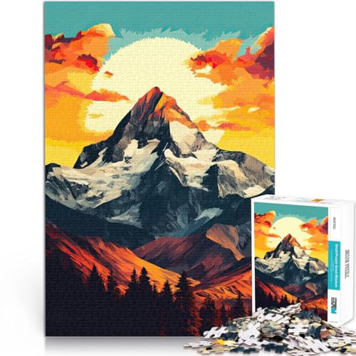 Puzzle für Erwachsene, 1000 Teile “Berge Malerei” Aus Karton，Geeignet für Kinder ab 14 Jahren Puzzle für Weihnachtsspiel Geschenke。Größe：26x38cm/10.2x14.9Zoll von KGUHVFTK