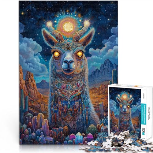 Puzzle für Erwachsene, 1000 Teile “Bunte Alpaka-Kunst” Aus Holz，ab 14 Jahren Intellektuelles Spiel Geburtstagsgeschenk。Größe：50x75cm/19.6x29.5Zoll von KGUHVFTK