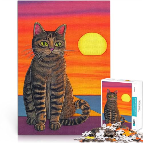 Puzzle für Erwachsene, 1000 Teile “Katzentier bei Sonnenuntergang” Aus Karton，Geeignet für Personen ab 14 Jahren Startseite Lernspiele DIY Spielzeug Erwachsene und Jugendliche。 von KGUHVFTK