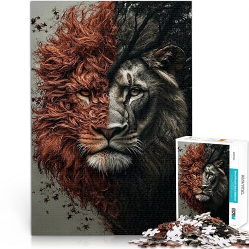 Puzzle für Erwachsene, 1000 Teile “Löwe mit Zwei Gesichtern” Aus Karton，Geeignet für Personen ab 14 Jahren DIY-Spielzeug Geschenke zum 。Größe：38x52cm von KGUHVFTK