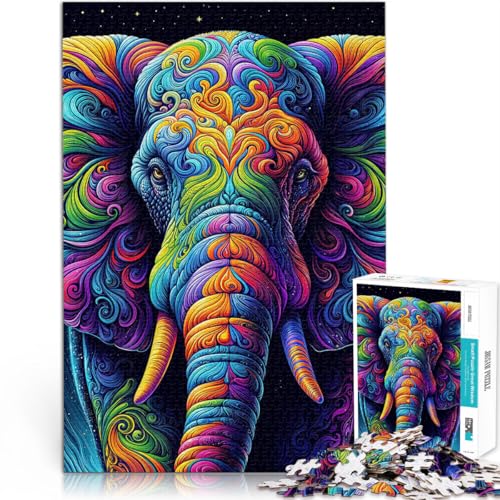 Puzzle für Erwachsene, 1000 Teile “Sternenelefant” Aus Holz，Geeignet für Kinder ab 14 Jahren Lernspielzeug zum Lernen Geschenke für Freunde und Familie。Größe：50x75cm/19.6x29.5Zoll von KGUHVFTK