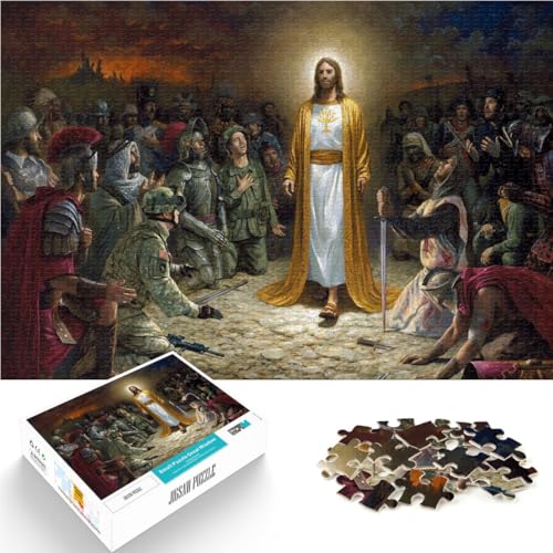 Puzzle für Erwachsene, 1000 Teile “Wir alle lieben Jesus” Aus Holz，ab 14 Jahren Anti-Stress-Lernspielzeug Einzigartige Wohndekorationen und Geschenke。Größe：50x75cm/19.6x29.5Zoll von KGUHVFTK