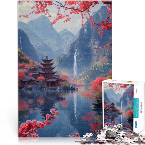 Puzzle für Erwachsene, 1000 Teile “japanische Kirschblüte” Aus Holz，ab 14 Jahren Lernspiele Heimdekoration Spiele Spielzeug Geschenk。Größe：50x75cm/19.6x29.5Zoll von KGUHVFTK