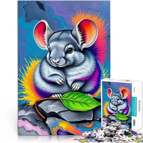 Puzzle für Erwachsene, 2000 Teile “Chinchilla auf Felsen mit Blatt” Aus Karton，Geeignet für Kinder ab 14 Jahren Perfekte Dekoration Wichtelgeschenke。Größe：70x100cm/27.5x39.3Zoll von KGUHVFTK