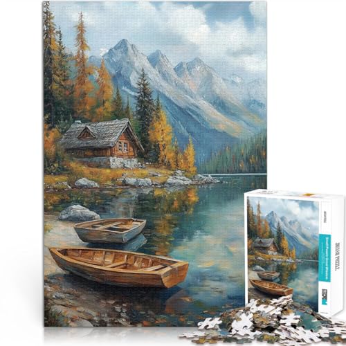 Puzzle für Erwachsene 1000 Teile “Berghütte am See” Aus Holz，für 14+ Lernspielzeug zum Lernen Weihnachts- und Geburtstagsgeschenke。Größe：50x75cm/19.6x29.5Zoll von KGUHVFTK