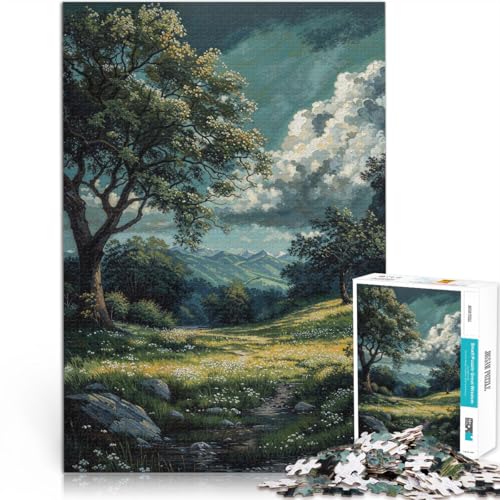 Puzzle für Erwachsene 1000 Teile “Bergwiese” Aus Holz，für Kinder ab 14 Jahren Stressabbau-Spielzeug Schenkung von Kunstwerken。Größe：50x75cm/19.6x29.5Zoll von KGUHVFTK