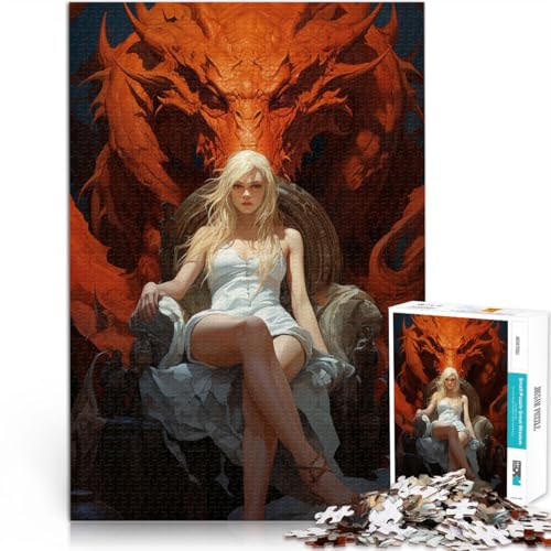 Puzzle für Erwachsene 1000 Teile “Der Drache hinter der Frau” Aus Karton，ab 14 Jahren Heimdekoration Tolles Geschenk zum Spielen。Größe：38x52cm/14.9x20.4Zoll von KGUHVFTK