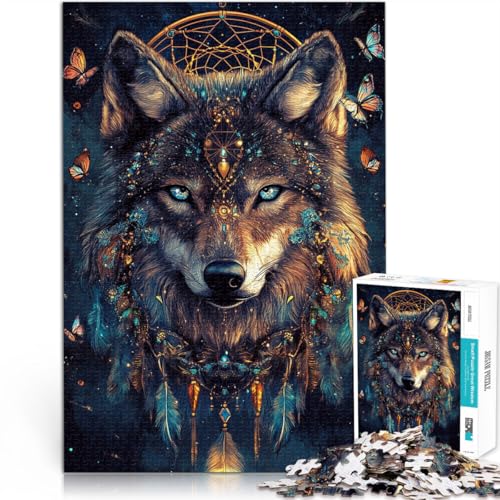Puzzle für Erwachsene 1000 Teile “Fantasie-Zauberwolf” Aus Holz，Geeignet für Personen ab 14 Jahren Schwierig und herausfordernd Verbesserung der Liebe zwischen Paaren。Größe：50x75cm/19.6x29.5Zoll von KGUHVFTK