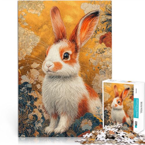 Puzzle für Erwachsene 1000 Teile “Goldene Kaninchen-Illustration” Aus Karton，ab 14 Jahren Spielzeug Gutes Geschenk。Größe：38x52cm/14.9x20.4Zoll von KGUHVFTK