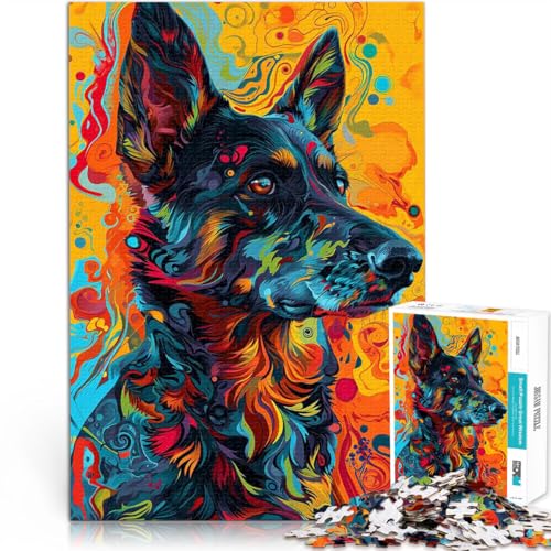 Puzzle für Erwachsene 1000 Teile “Hippie-Hund” Aus Holz，Geeignet für Personen ab 14 Jahren Familienspaß Geschenke für Freunde und Familie。Größe：50x75cm/19.6x29.5Zoll von KGUHVFTK