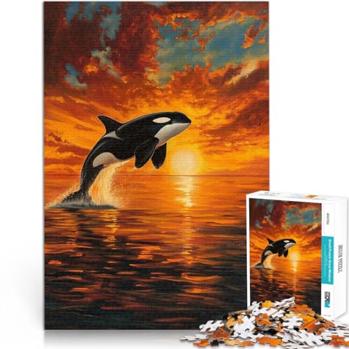 Puzzle für Erwachsene 1000 Teile “Killerwal bei Sonnenuntergang” Aus Holz，Geeignet für Personen ab 14 Jahren einzigartiges Herausforderungsspiel Lernspiel zum Geburtstag und Weihnachten。 von KGUHVFTK