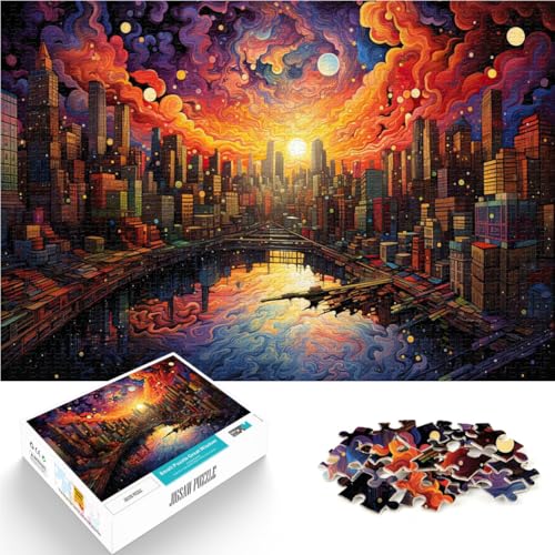 Puzzle für Erwachsene 1000 Teile “ Psychedelische Stadtkunst” Aus Karton，ab 14 Jahren Intellektuelles Spiel Geschenk - Herausforderndes Spiel。Größe：26x38cm/10.2x14.9Zoll von KGUHVFTK