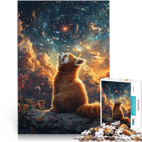 Puzzle für Erwachsene 1000 Teile “Roter Panda und Sternenhimmel Cosmic” Aus Karton，für Kinder ab 14 Jahren für Lernspiel-Herausforderungsspielzeug Wunschliste mit dem Weihnachtsmann。Größe：38x52cm von KGUHVFTK