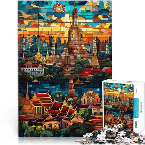 Puzzle für Erwachsene 1000 Teile “Sonnenuntergang im Tempel von Bangkok” Aus Karton，ab 14 Jahren Familienspaß Lernen pädagogisches Geschenk。Größe：38x52cm/14.9x20.4Zoll von KGUHVFTK