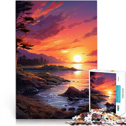 Puzzle für Erwachsene 1000 Teile “ Sonnenuntergangslandschaft” Aus Karton，für 14+ DIY-Lernspiele Wichtelgeschenke。Größe：26x38cm/10.2x14.9Zoll von KGUHVFTK