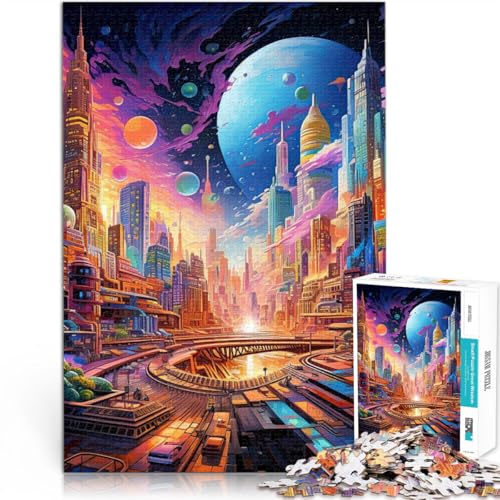 Puzzle für Erwachsene 1000 Teile “Trippy City – Urbane Traumlandschaft” Aus Karton，Geeignet für Personen ab 14 Jahren Lernspiele tolles Größe：38x52cm/14.9x20.4Zoll von KGUHVFTK