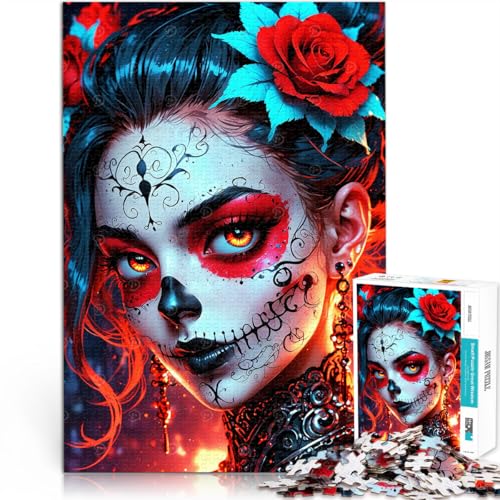 Puzzle für Erwachsene 1000 Teile “Zuckerschädel Catarina” Aus Karton，für 14+ Spielzeug-Wanddekoration Geschenkideen。Größe：26x38cm/10.2x14.9Zoll von KGUHVFTK