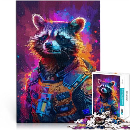 Puzzle für Erwachsene 2000 Teile “Astronaut Waschbär Weltraum” Aus Karton，für 14+ lustige Spiele für Familien Weihnachts- und Geburtstagsgeschenke。Größe：70x100cm/27.5x39.3Zoll von KGUHVFTK