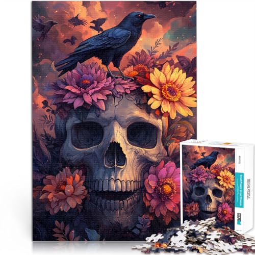 Puzzle für Erwachsene 2000 Teile “Rabenschädel Blumen” Aus Karton，ab 14 Jahren Lernspielzeug Tolles Geschenk。Größe：70x100cm/27.5x39.3Zoll von KGUHVFTK