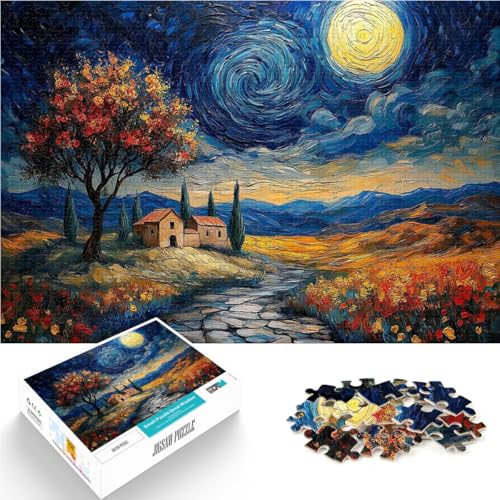 Puzzle für Erwachsene und Jugendliche 1000 Teile “Sternennacht im August” Aus Holz，für und ab 14 Jahren Lernspiele, Heimdekorationsspiel. Interessante Geschenke zur Stressreduzierung。Größe：50x75cm von KGUHVFTK