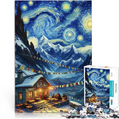 Puzzles für Erwachsene 1000 Puzzles “Schneeszene bei Nacht” Aus Holz，Geeignet für Kinder ab 14 Jahren Intellektuelles Spiel Angebot als Geschenk für die ganze Familie。Größe：50x75cm/19.6x29.5Zoll von KGUHVFTK