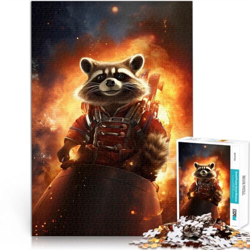 Puzzles für Erwachsene 1000 Puzzles “ Waschbärkunst” Aus Karton，ab 14 Jahren Dekomprimierendes intellektuelles Lernspielzeug Spiele Spielzeug Geschenk。Größe：26x38cm/10.2x14.9Zoll von KGUHVFTK