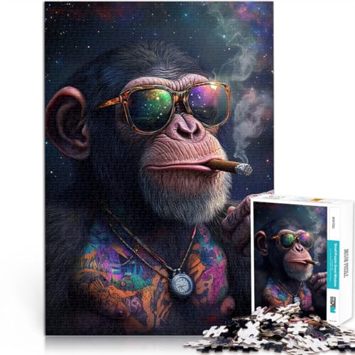 Puzzles für Erwachsene 2000 “Funky Orang-Utan raucht eine Zigarre” Aus Karton，ab 14 Jahren Dekomprimierendes intellektuelles Lernspielzeug Tolle Geschenke und Spielzeuge。Größe：70x100cm/27.5x39.3Zoll von KGUHVFTK
