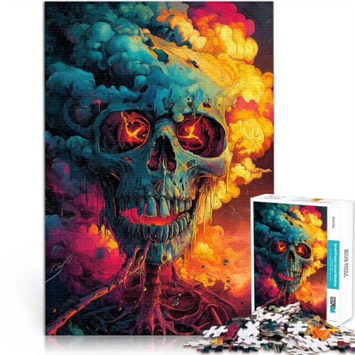 Schweres Puzzle für Erwachsene, 1000 Teile “Psychedelischer Schädel” Aus Karton，ab 14 Jahren Lernspielzeug zum Lernen Es eignet ganze Familie。Größe：38x52cm von KGUHVFTK