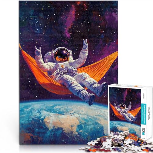 für Erwachsene 1000 Teile Puzzle “Astronaut in Hängematte” Aus Karton，Geeignet für Kinder ab 14 Jahren Lernspielzeug Spiele Spielzeug Geschenk。Größe：26x38cm/10.2x14.9Zoll von KGUHVFTK