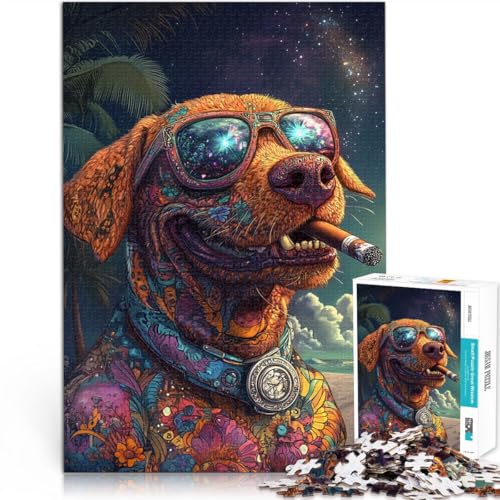 für Erwachsene 1000-Teile-Puzzle “Bösartiger Hund” Aus Holz，Geeignet für Kinder ab 14 Jahren Trainieren Sie Ihr Gehirn und Ihre Hände Geburtstagsgeschenk。Größe：50x75cm/19.6x29.5Zoll von KGUHVFTK