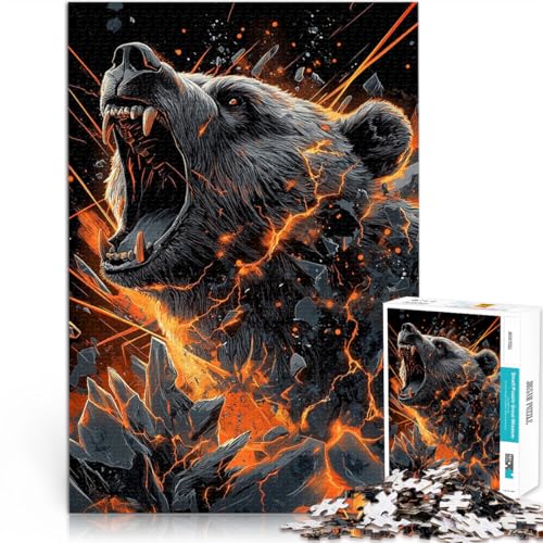 für Erwachsene Puzzles 1000 Teile Puzzles “König Bär” Aus Holz，ab 14 Jahren Entspannungsspiele Lustiges Geschenk。Größe：50x75cm/19.6x29.5Zoll von KGUHVFTK