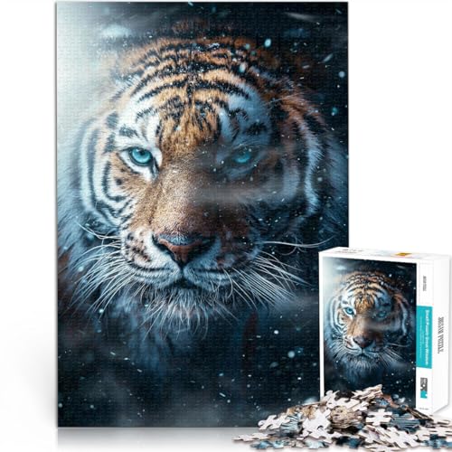 für Erwachsene2000-Teile-Puzzles “Schnee wildes Tigergesicht” Aus Karton，ab 14 Jahren Anti-Stress-Familienspiel schwierige Herausforderung EIN Kunstwerk。Größe：70x100cm/27.5x39.3Zoll von KGUHVFTK