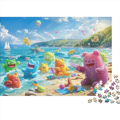 Beach Bear Puzzle für Erwachsene Puzzle mit 1000 Teilen künstlerisches Puzzle 1000 Teile Puzzle 1000 Teile Jedes Stück ist einzigartig geeignet für Kinder über 12 Jahre 1000 Teile (75 x 50 cm) von KHHKJBVCE