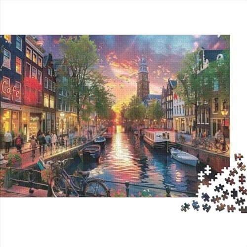 Beautiful Amsterdam Puzzle für Erwachsene, 1000-teiliges Puzzle, künstlerisches Puzzle, 1000-teiliges Puzzle, Holzpuzzle, anspruchsvolles Puzzle, geeignet für Kinder ab 12 Jahren, 1000 Teile (75 x 50 von KHHKJBVCE