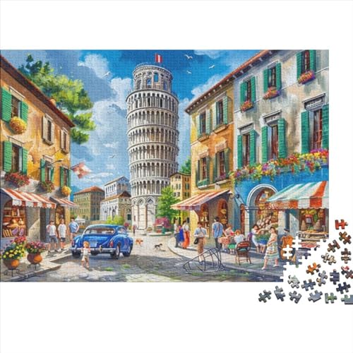 Bustling Italian Street Szene Puzzle für Erwachsene Puzzle mit 1000 Teilen künstlerisches Puzzle 1000 Teile Puzzle 1000 Teile Puzzle für Kinder geeignet für Kinder über 12 Jahre 500 Teile (52 x 38 cm) von KHHKJBVCE