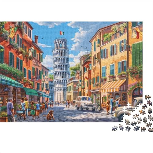 Bustling Italian Street Szene Puzzle für Erwachsene Puzzle mit 1000 Teilen künstlerisches Puzzle mit 1000 Teilen Puzzle mit 1000 Teilen anspruchsvolles Puzzle geeignet für Kinder über 12 Jahre 1000 von KHHKJBVCE