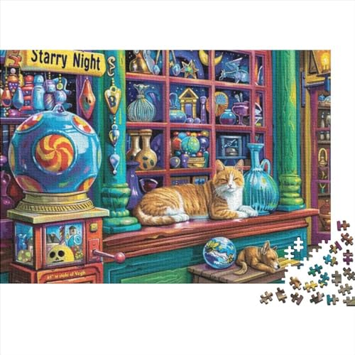 Candy Cat Puzzle für Erwachsene Puzzle mit 1000 Teilen, künstlerisches Puzzle, 1000 Teile, Holzpuzzle für Kinder, geeignet für Kinder ab 12 Jahren, 1000 Teile (75 x 50 cm) von KHHKJBVCE