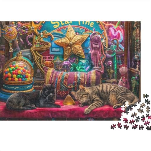 Candy Cat Puzzle für Erwachsene Puzzle mit 1000 Teilen künstlerisches Puzzle 1000 Teile Puzzle 1000 Teile Jedes Stück ist einzigartig geeignet für Kinder über 12 Jahre 1000 Teile (75 x 50 cm) von KHHKJBVCE
