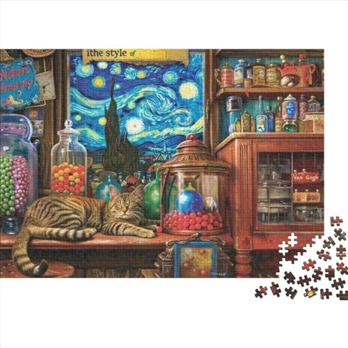 Candy Cat Puzzle mit 1000 Teilen, Puzzle mit 1000 Teilen, Puzzle für Familien, geeignet für Kinder ab 12 Jahren, 1000 Teile (75 x 50 cm) von KHHKJBVCE