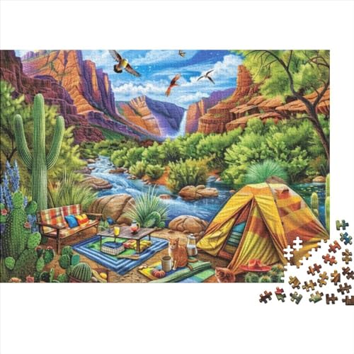 Canyon Campground Puzzle für Erwachsene Puzzle 1000 Teile künstlerisches Puzzle 1000 Teile Holzpuzzle Wohnkultur Geeignet für Kinder ab 12 Jahren 1000 Stück (75 x 50 cm) von KHHKJBVCE