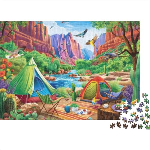 Canyon Campground Puzzle für Erwachsene Puzzle 1000 Teile künstlerisches Puzzle 1000 Teile Puzzle 1000 Teile Kunstdekoration geeignet für Kinder über 12 Jahre 1000 Stück (75 x 50 cm) von KHHKJBVCE