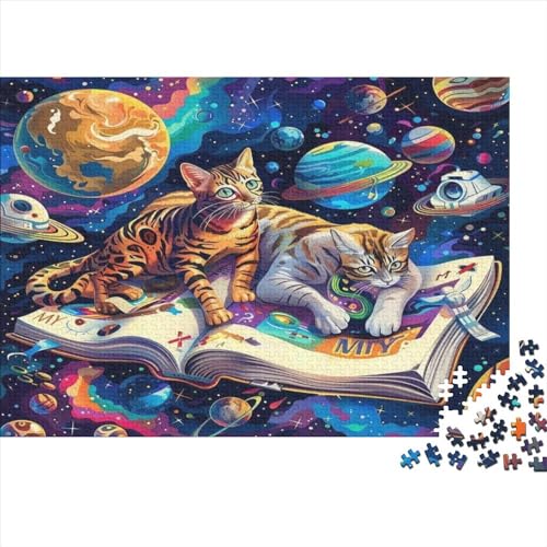 Cat in Space Cat in Space Puzzle 500 Teile Erwachsenenpuzzle Kunstpuzzle 500 Teile Puzzle Holzpuzzle Heimdekoration Geeignet Für Kinder Über 12 Jahre 500pcs (52x38cm) von KHHKJBVCE